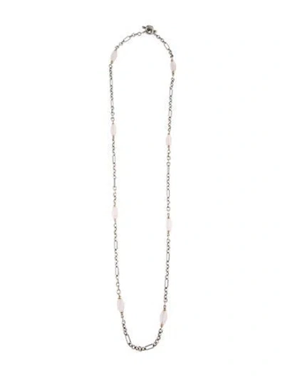 Pre-owned David Yurman Rose Quartz Figaro Station Necklace, 34" In Multi