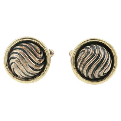 Pre-owned David Yurman Round 14kyg/ss Gents Vintage Cufflinks In Multi