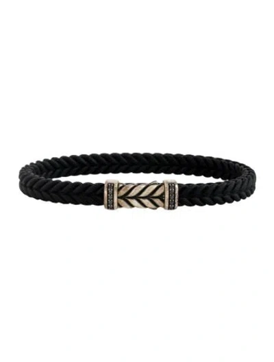 Pre-owned David Yurman Rubber & Diamond Chevron Bracelet, 7.25" In Black