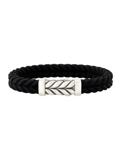 Pre-owned David Yurman Rubber Chevron Bracelet, 6.5" In Black