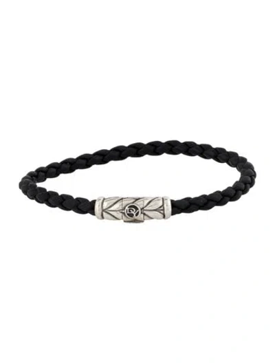 Pre-owned David Yurman Rubber Chevron Woven Bracelet, 7.5" In Black