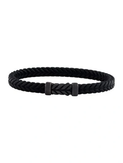 Pre-owned David Yurman Rubber Chevron Wrap Bracelet, 7" In Black