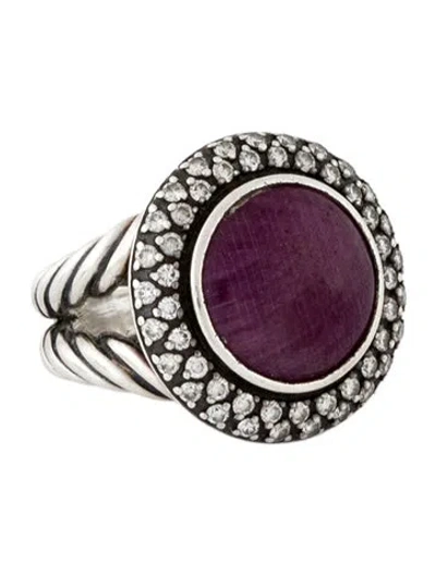 Pre-owned David Yurman Ruby & Diamond Cerise Cocktail Ring In Multi
