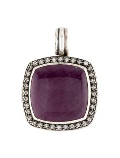Pre-owned David Yurman Ruby & Diamond Moonlight Ice Enhancer Pendant In Multi