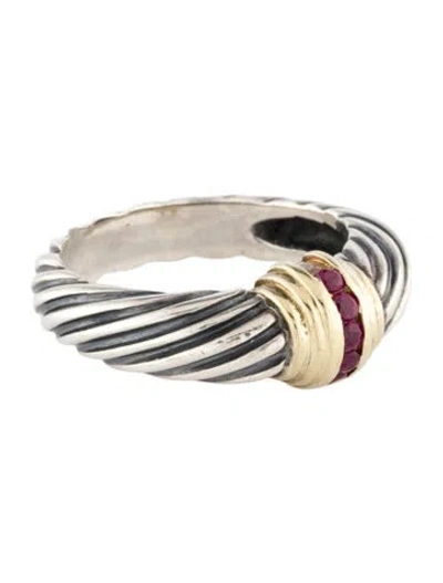 Pre-owned David Yurman Ruby Renaissance Band In Red