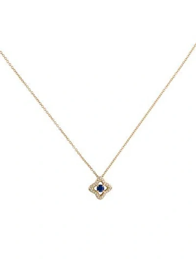 Pre-owned David Yurman Sapphire & Diamond Venetian Quatrefoil Pendant Necklace, 18" In Multi