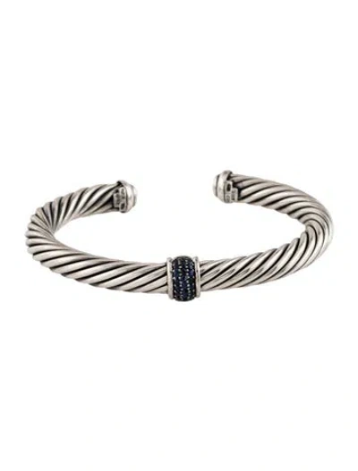 Pre-owned David Yurman Sapphire Cable Candy Bracelet, 6.5" In Multi