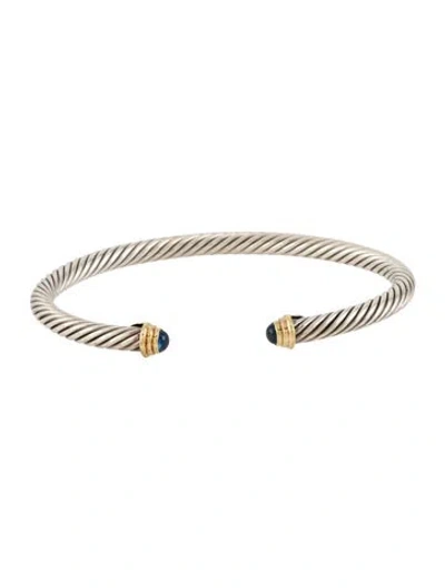Pre-owned David Yurman Sapphire Cable Cuff Bracelet, 6" In Multi