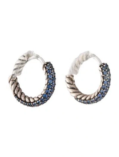 Pre-owned David Yurman Sapphire Huggies In Multi