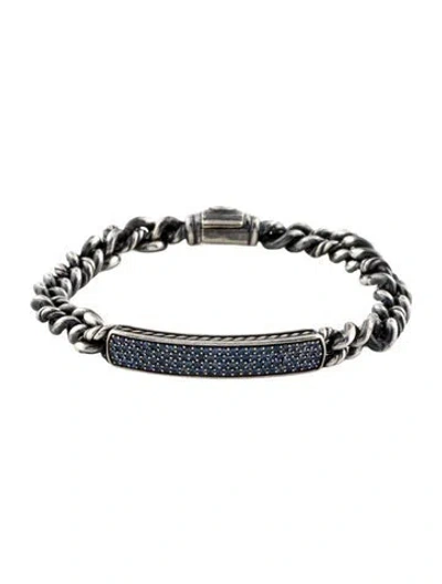 Pre-owned David Yurman Sapphire Petite Id Link Bracelet, 6" In Multi