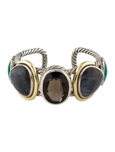 Pre-owned David Yurman Sapphire, Quartz & Dyed Chalcedony Viridian Cuff Bracelet, 6" In Multi