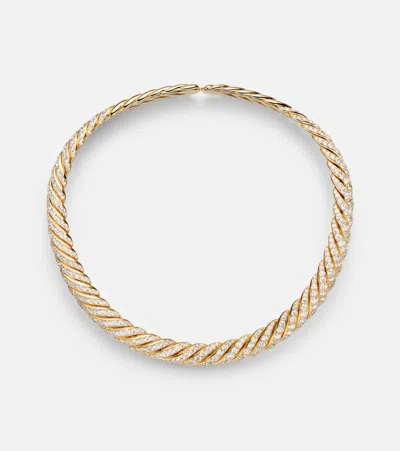David Yurman Sculpted Cable 18kt Gold Necklace With Diamonds