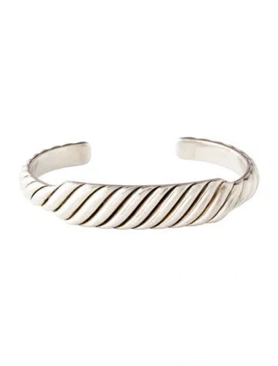 Pre-owned David Yurman Sculpted Cable Contour Cuff Bracelet, 6.5" In Multicolor