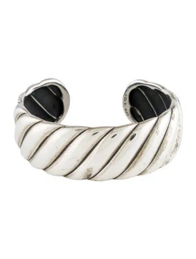 Pre-owned David Yurman Sculpted Cable Cuff Bracelet, 6.25" In Multi