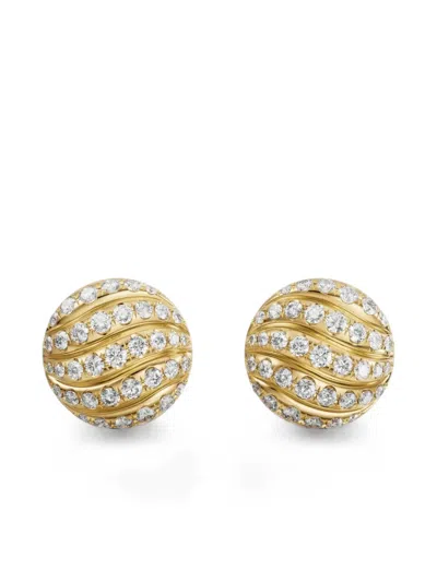 David Yurman Sculpted Cable Diamond Earrings In Gold