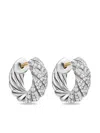 David Yurman Sculpted Cable Diamond Hoop Earrings In Silver
