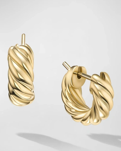 David Yurman Sculpted Cable Earrings In 18k Gold, 5.4mm, 0.5"l In 05 No Stone