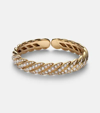 David Yurman Sculpted Cable Flex 18kt Gold Bracelet With Diamonds