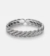 David Yurman Sculpted Cable Flex 18kt White Gold Bracelet With Diamonds In Metallic