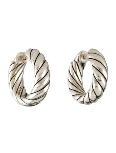 Pre-owned David Yurman Sculpted Cable Hoop Earrings In Multi