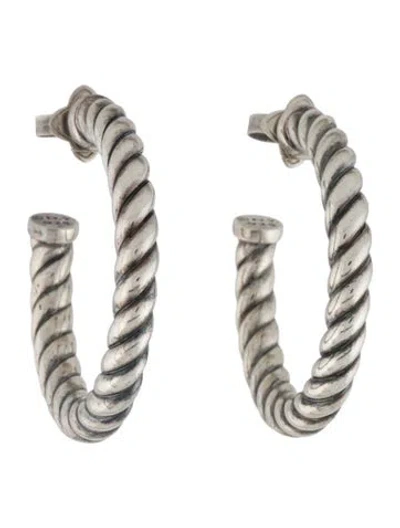 Pre-owned David Yurman Sculpted Cable Hoop Earrings In Multi