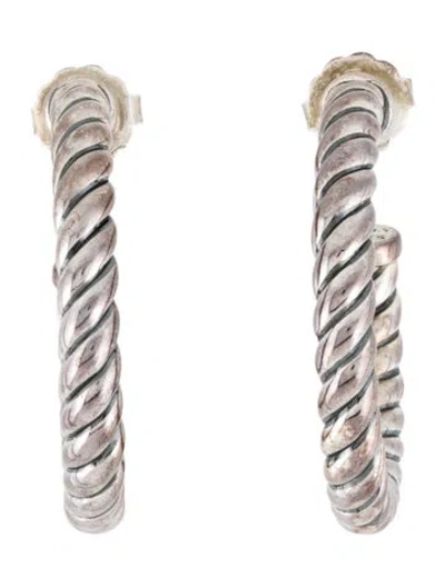 Pre-owned David Yurman Sculpted Cable Hoop Earrings In Multi