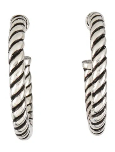 Pre-owned David Yurman Sculpted Cable Hoop Earrings In Multi
