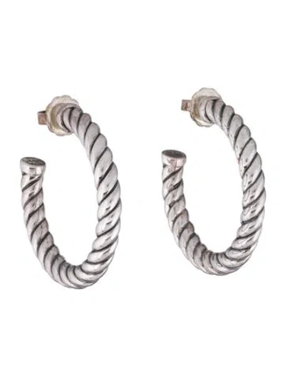 Pre-owned David Yurman Sculpted Cable Hoop Earrings In Multi