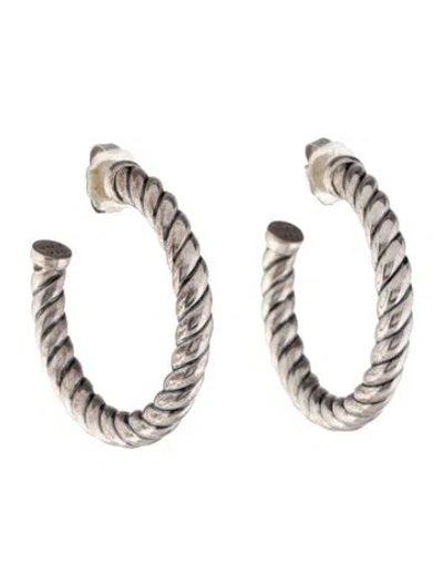 Pre-owned David Yurman Sculpted Cable Hoop Earrings In Multicolor