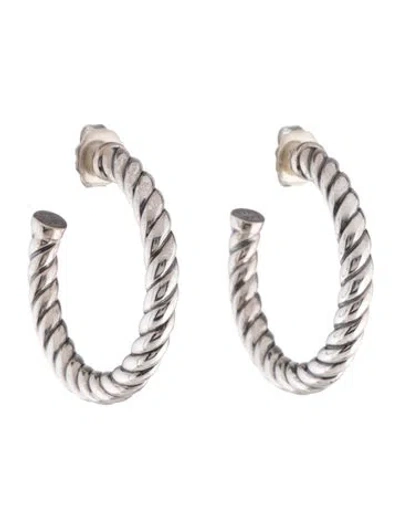 Pre-owned David Yurman Sculpted Cable Hoop Earrings In Multicolor
