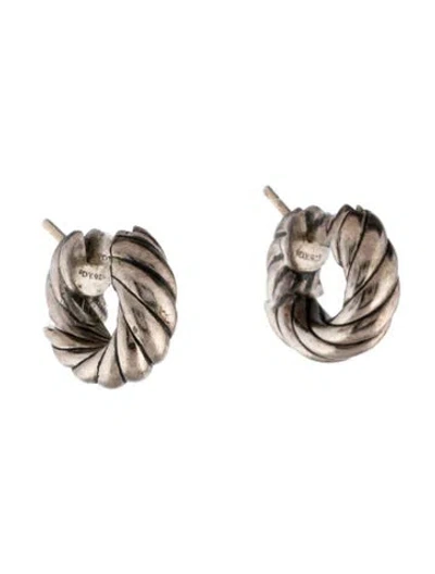 Pre-owned David Yurman Sculpted Cable Hoop Earrings In Multicolor