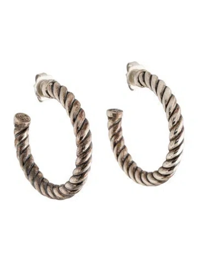 Pre-owned David Yurman Sculpted Cable Hoop Earrings In Multicolor