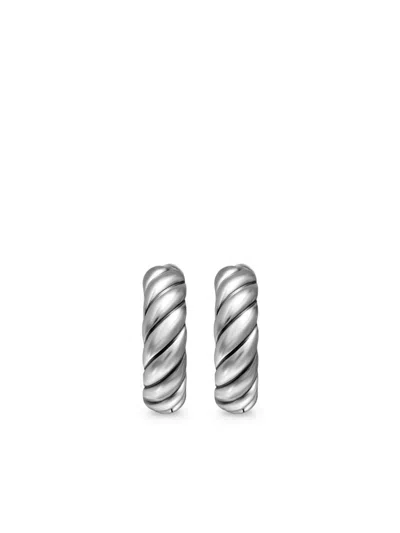 David Yurman Sculpted Cable Hoop Earrings In Silver