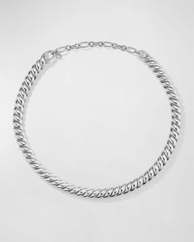 David Yurman Sculpted Cable Necklace In Silver, 8.5mm, 14.5-16"l In Metallic