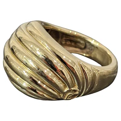 Pre-owned David Yurman Sculpted Cable Ring Band Domed Curve 18k Yellow Gold 12.8g Sz 7.25