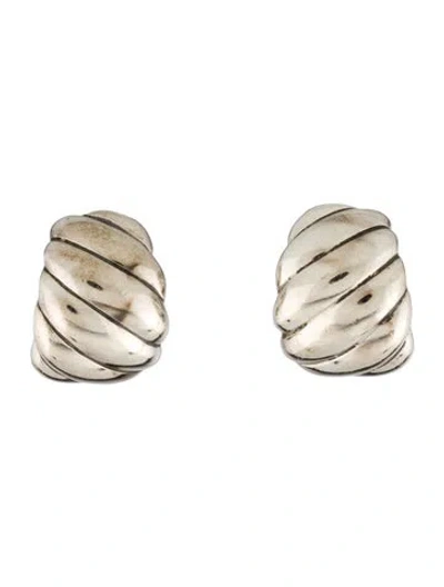 Pre-owned David Yurman Sculpted Cable Shrimp Clip-on Earrings In Multi