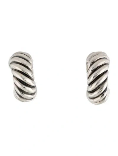 Pre-owned David Yurman Sculpted Cable Shrimp Earclips In Multi