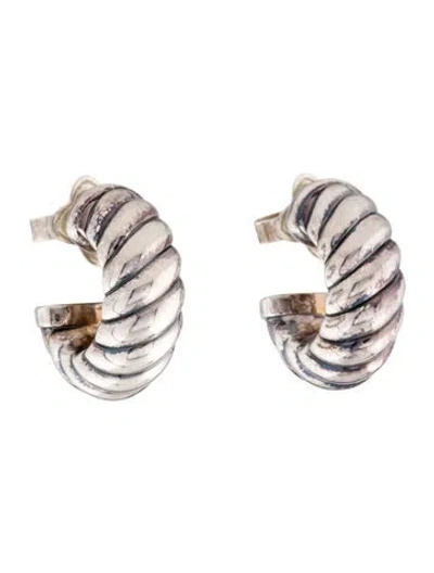 Pre-owned David Yurman Sculpted Cable Shrimp Earrings In Multicolor