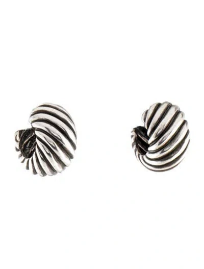 Pre-owned David Yurman Sculpted Cable Shrimp Hoop Earrings In Multi