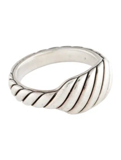 Pre-owned David Yurman Sculpted Cable Signet Ring In Multi