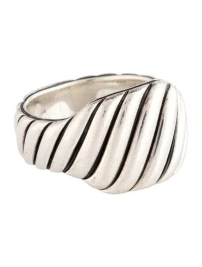 Pre-owned David Yurman Sculpted Cable Signet Ring In Multicolor