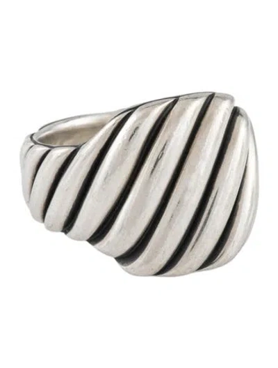 Pre-owned David Yurman Sculpted Cable Signet Ring In Multicolor