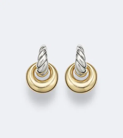 David Yurman Sculpted Cable Sterling Silver And 14kt Gold Drop Earrings