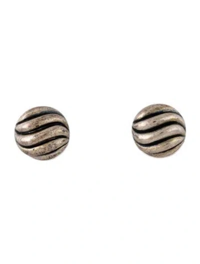 Pre-owned David Yurman Sculpted Cable Stud Earrings In Multi