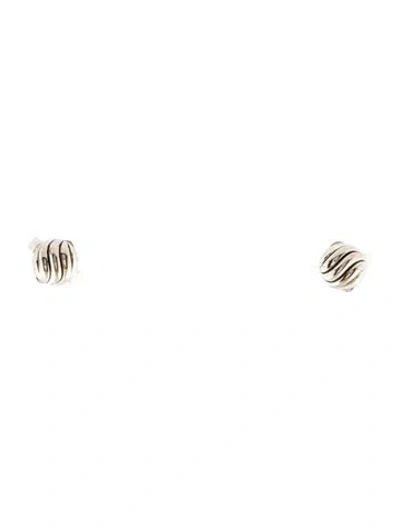 Pre-owned David Yurman Sculpted Cable Stud Earrings In Multi