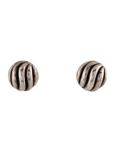 Pre-owned David Yurman Sculpted Cable Stud Earrings In Multi