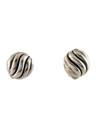 Pre-owned David Yurman Sculpted Cable Stud Earrings In Multi