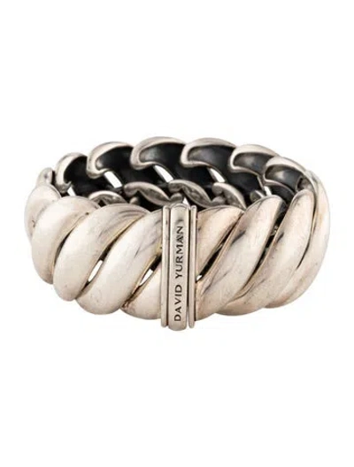 Pre-owned David Yurman Sculpted Cable Wide Bracelet, 7.25" In Multicolor