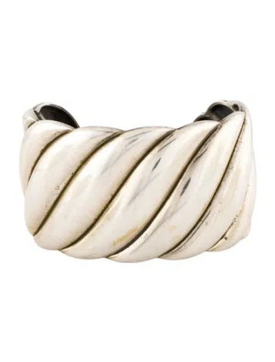 Pre-owned David Yurman Sculpted Cable Wide Cuff Bracelet, 6.5" In Multi