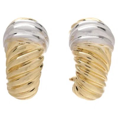 Pre-owned David Yurman Shrimp Clip On Earrings, 18k White & Yellow Gold, Length 19.4 Mm